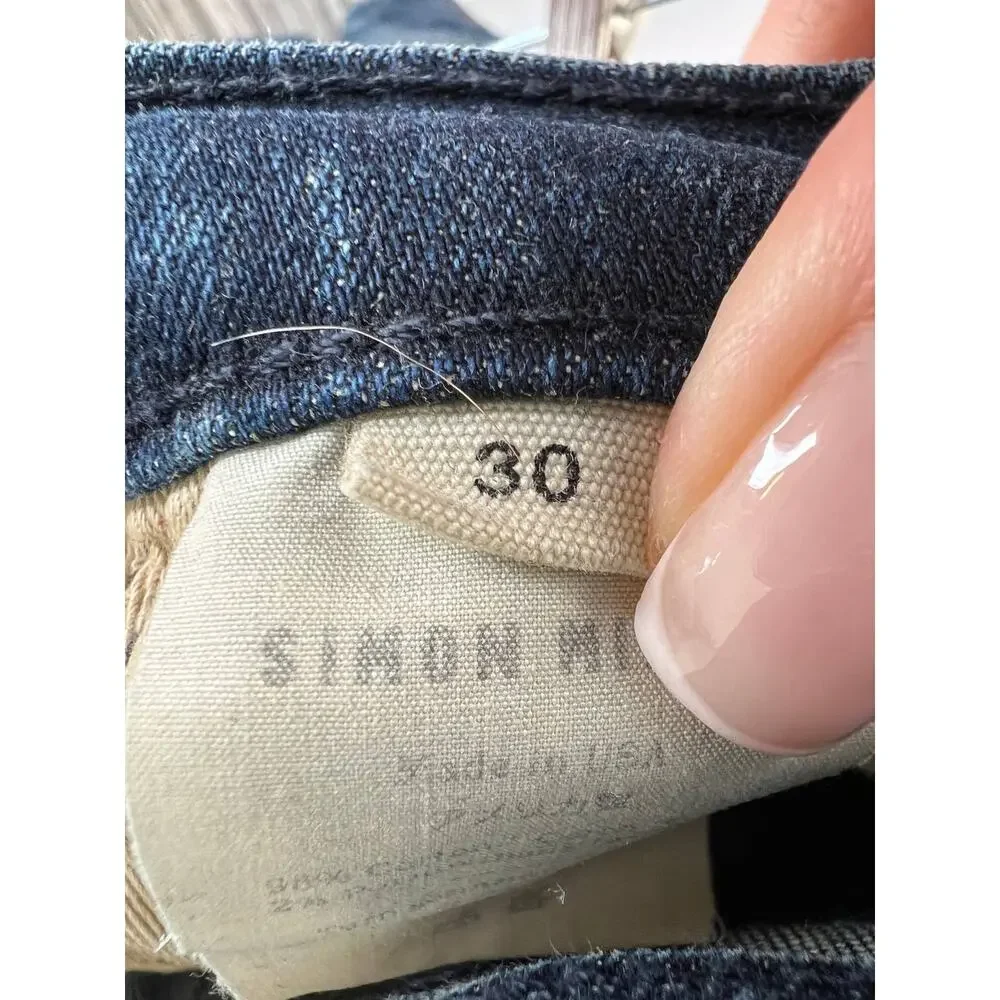 Simon Miller Blain Blue Cotton Blend Ankle Zip Women's Moto Skinny Jeans Size 30